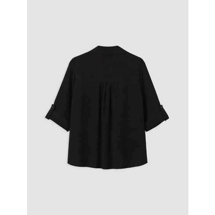 LCW Vision Siyah Oversize Kadın Gömlek