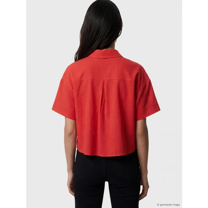 LCW Vision Kırmızı Oversize Poplin Kadın Gömlek