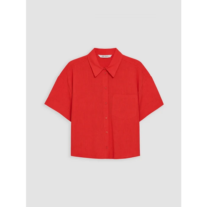 LCW Vision Kırmızı Oversize Poplin Kadın Gömlek