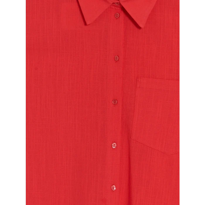 LCW Vision Kırmızı Oversize Poplin Kadın Gömlek