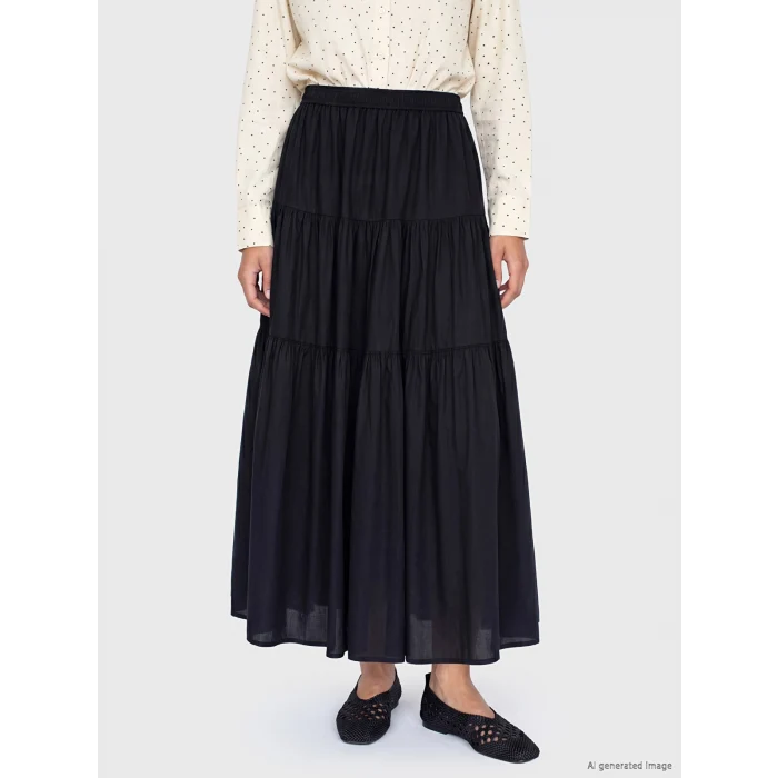 LCW Modest Siyah Beli Lastikli Katkat Etek