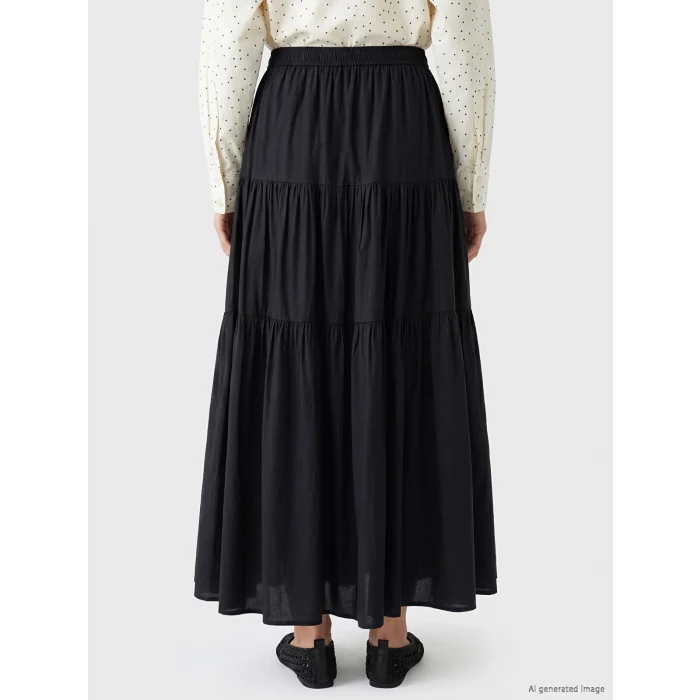 LCW Modest Siyah Beli Lastikli Katkat Etek