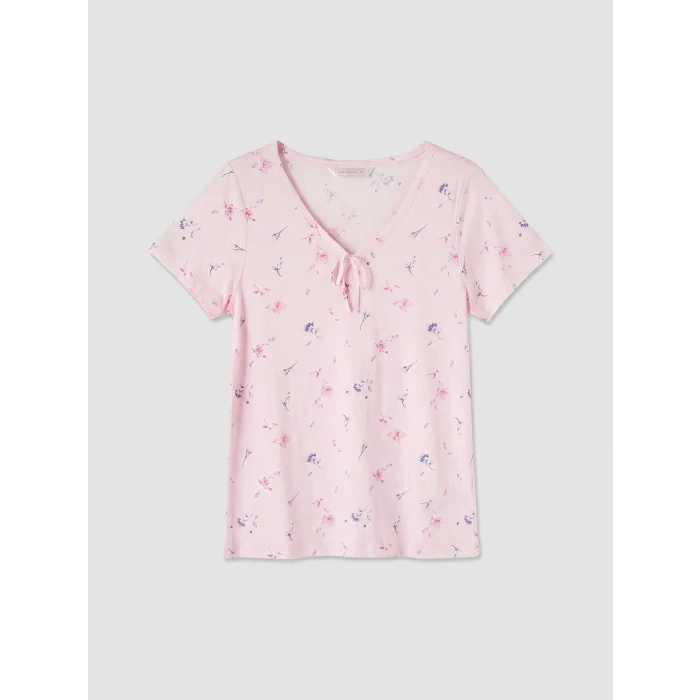 LCW DREAM Pembe V Yaka Çiçekli Kadın Pijama Takım