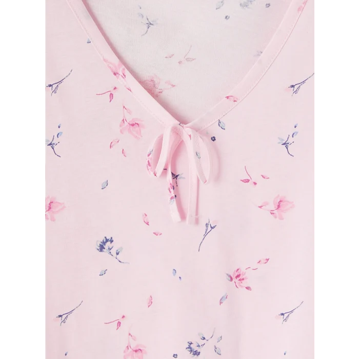 LCW DREAM Pembe V Yaka Çiçekli Kadın Pijama Takım