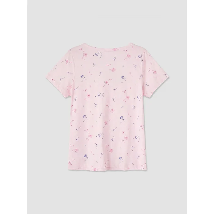 LCW DREAM Pembe V Yaka Çiçekli Kadın Pijama Takım