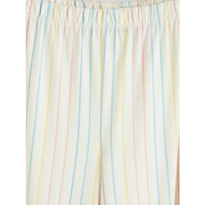 LCW Young Ekru Gömlek Yaka Çizgili Kadın Pijama Takımı