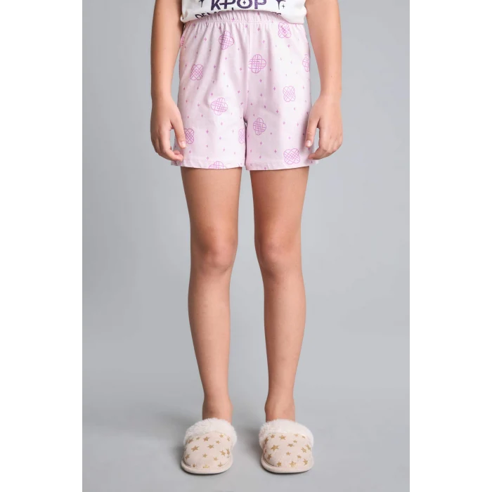 Defacto H8098A8ER105 Ekru Kpop - Demon Hunters Lisanslı Regular Fıt Elastik Bel 2li Ekru Pijama Takımı Kız Çocuk