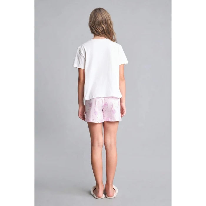 Defacto H8098A8ER105 Ekru Kpop - Demon Hunters Lisanslı Regular Fıt Elastik Bel 2li Ekru Pijama Takımı Kız Çocuk
