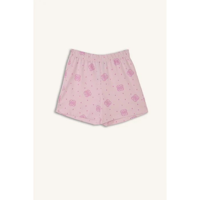 Defacto H8098A8ER105 Ekru Kpop - Demon Hunters Lisanslı Regular Fıt Elastik Bel 2li Ekru Pijama Takımı Kız Çocuk