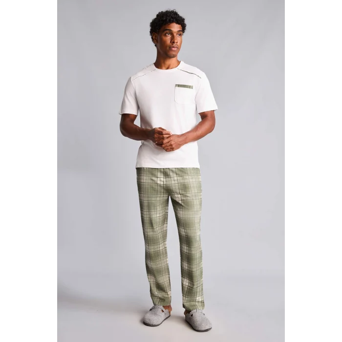 Defacto H8717AXWT34 Beyaz %100 Pamuk New Regular Fıt Kısa Kollu 2li Pijama Takımı