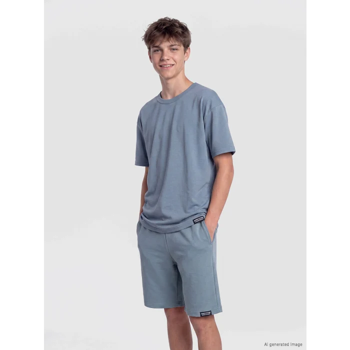 LCW Kids Mavi Bisiklet Yaka Erkek Çocuk Soft Touch Tişört