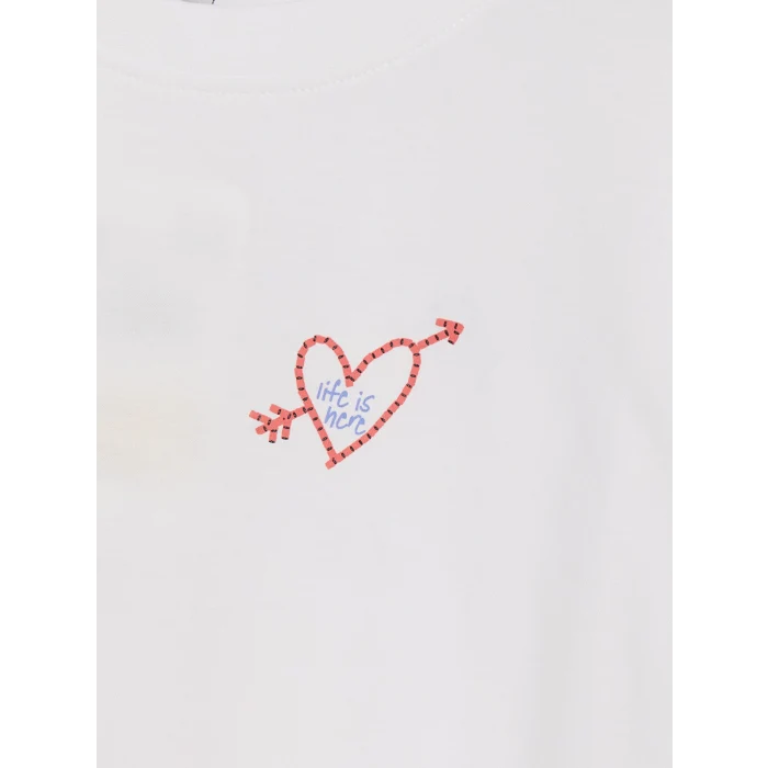 LCW Kids Beyaz Loose Fit Baskılı Kız Çocuk Tişört