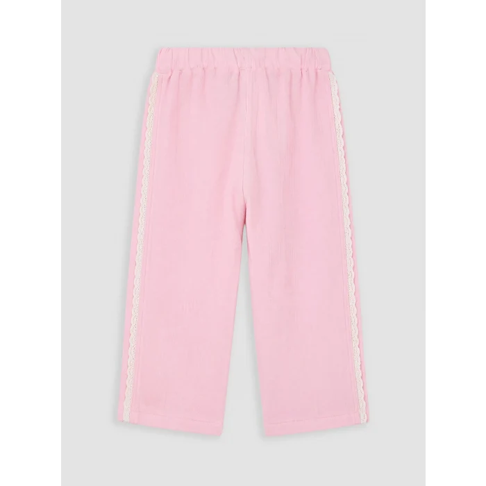 LCW Kids Pembe Regular Fit Kız Çocuk Dantel Detaylı Pantolon