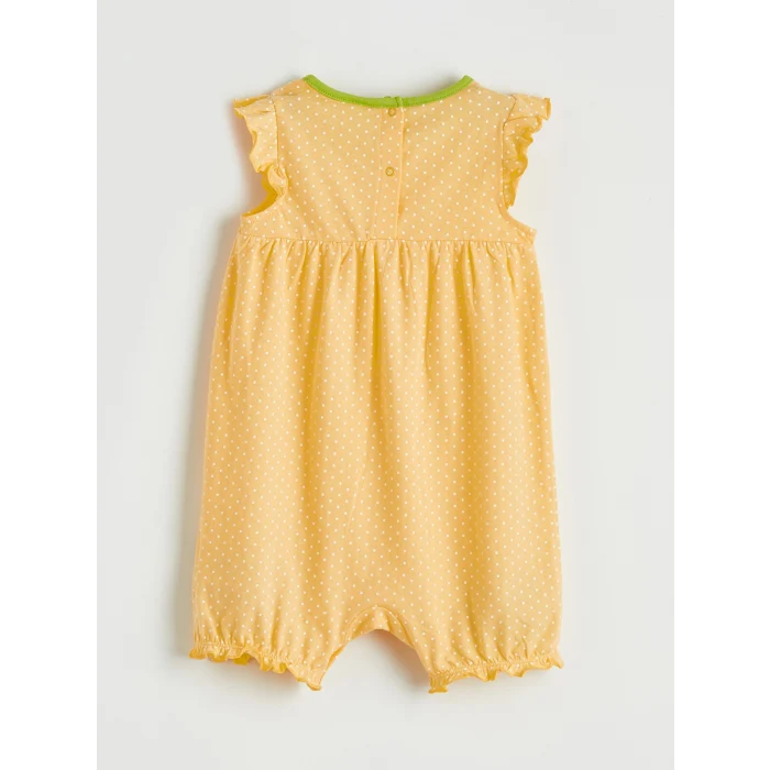 LCW baby Sarı Kız Bebek Nakışlı Penye Tulum ve Şapka