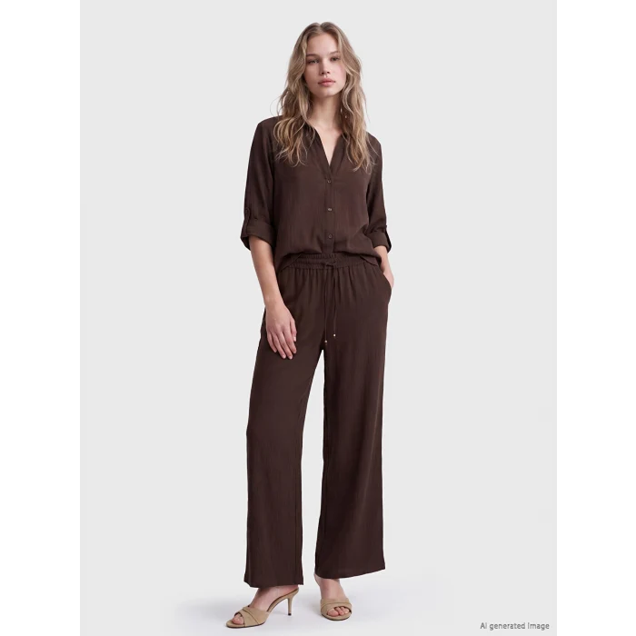 LCW Vision Kahverengi Oversize Kadın Gömlek