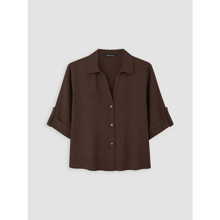 LCW Vision Kahverengi Oversize Kadın Gömlek