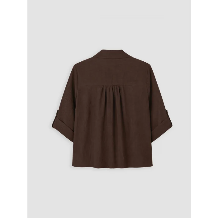 LCW Vision Kahverengi Oversize Kadın Gömlek