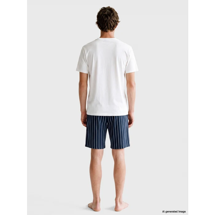 LC WAIKIKI Lacivert Regular Fit Baskılı Erkek Şortlu Pijama Takımı