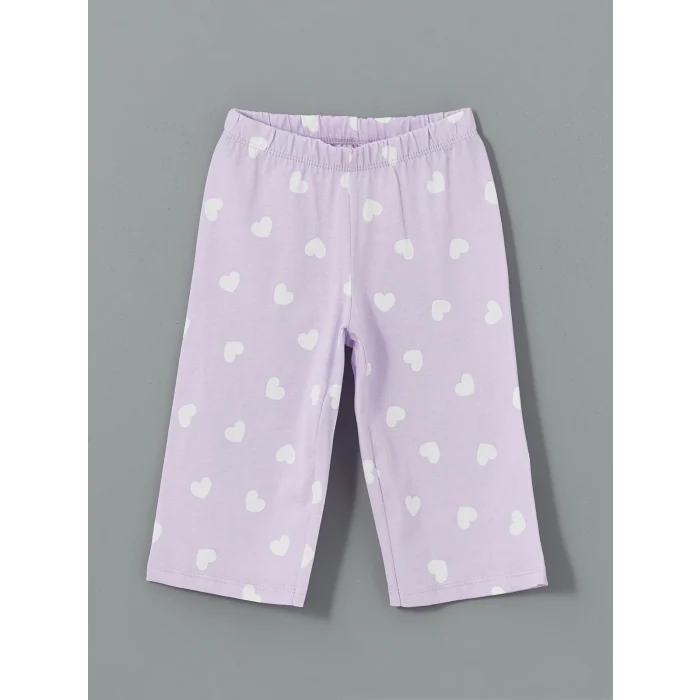 LCW Kids Beyaz Bisiklet Yaka Baskılı Kız Çocuk Pijama Takımı