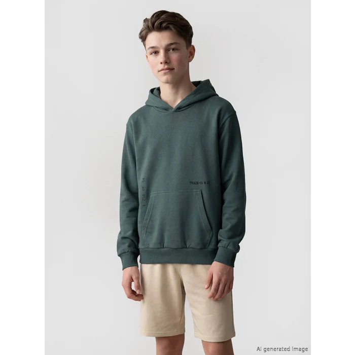 LCW Kids Yeşil Kapüşonlu Baskılı Erkek Çocuk Sweatshirt
