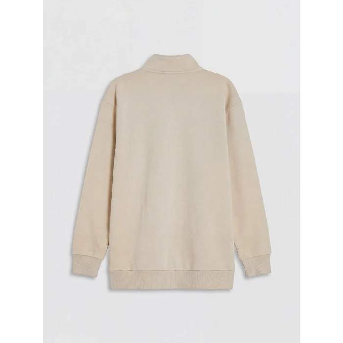 LCW Kids Bej Dik Yaka Erkek Çocuk Sweatshirt