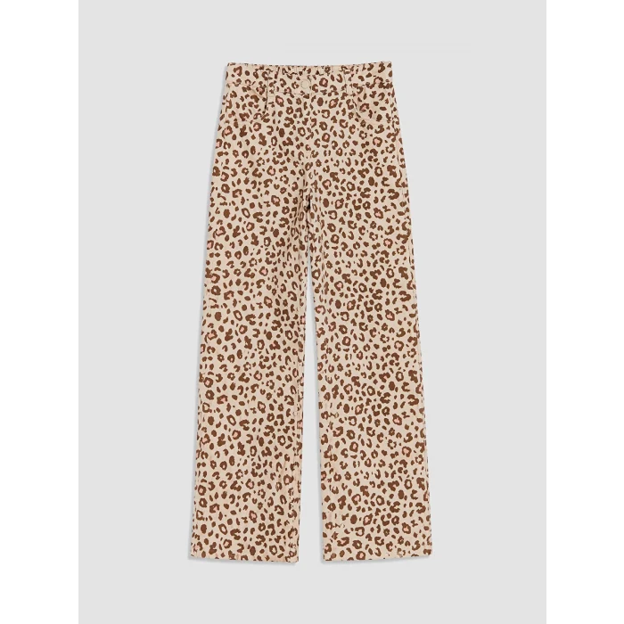 LCW baby Pembe Wideleg Leopar Desenli Kız Çocuk Pantolon