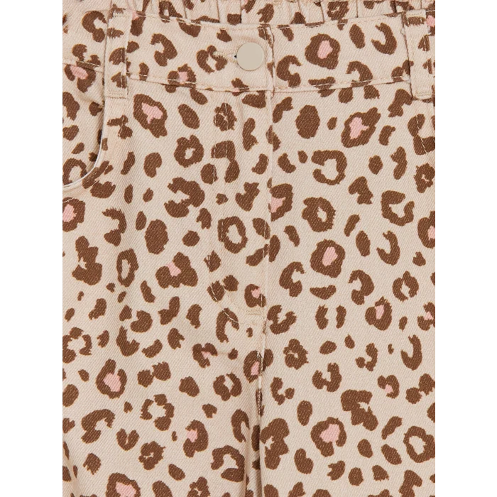LCW baby Pembe Wideleg Leopar Desenli Kız Çocuk Pantolon