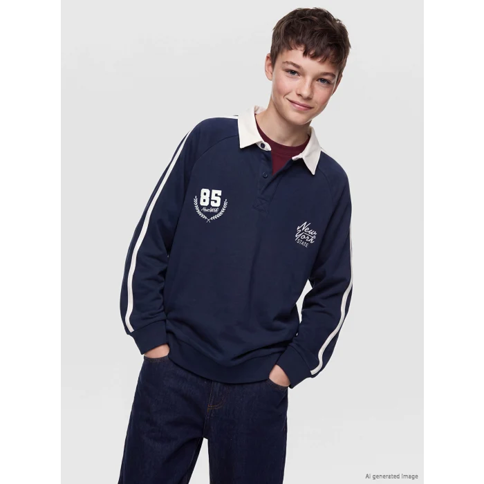 LCW Kids Lacivert New York Baskılı Erkek Çocuk Tişört