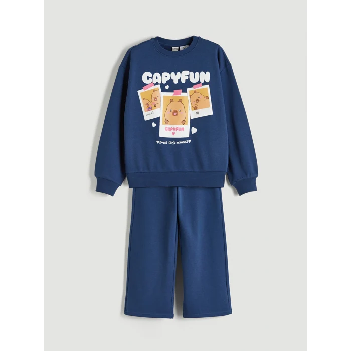 LCW Kids Lacivert Kız Çocuk Capyfun Baskılı Eşofman Takım
