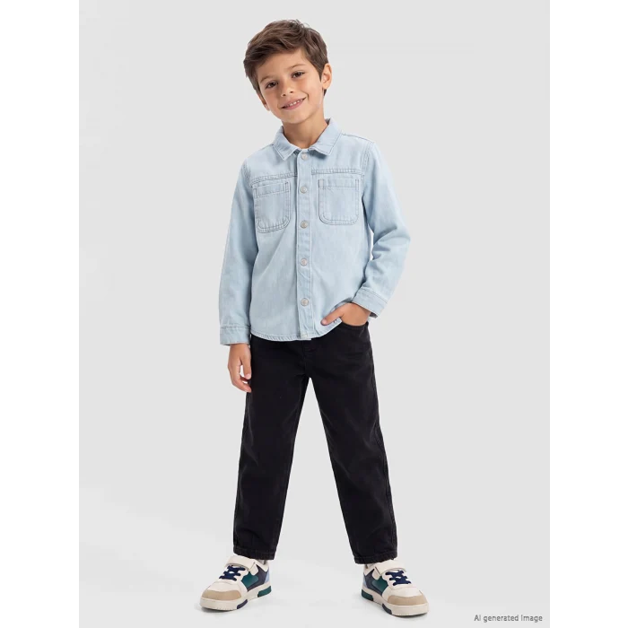 LCW Kids Siyah Baggy Fit Erkek Çocuk Jean Pantolon