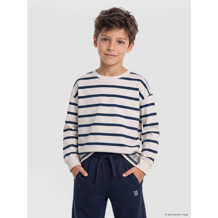 LCW Kids Lacivert Erkek Çocuk Uzun Kollu Tişört