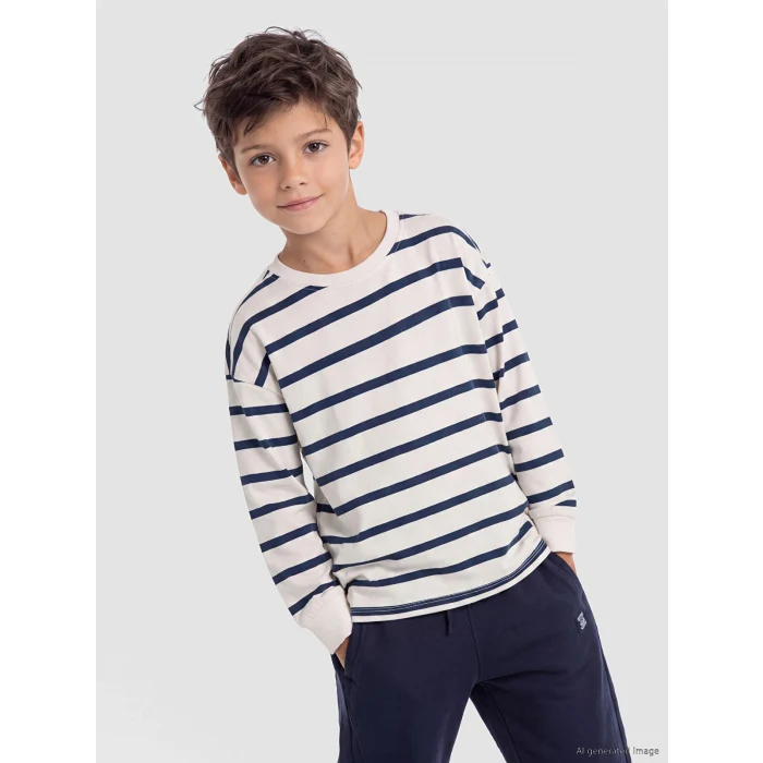 LCW Kids Lacivert Erkek Çocuk Uzun Kollu Tişört