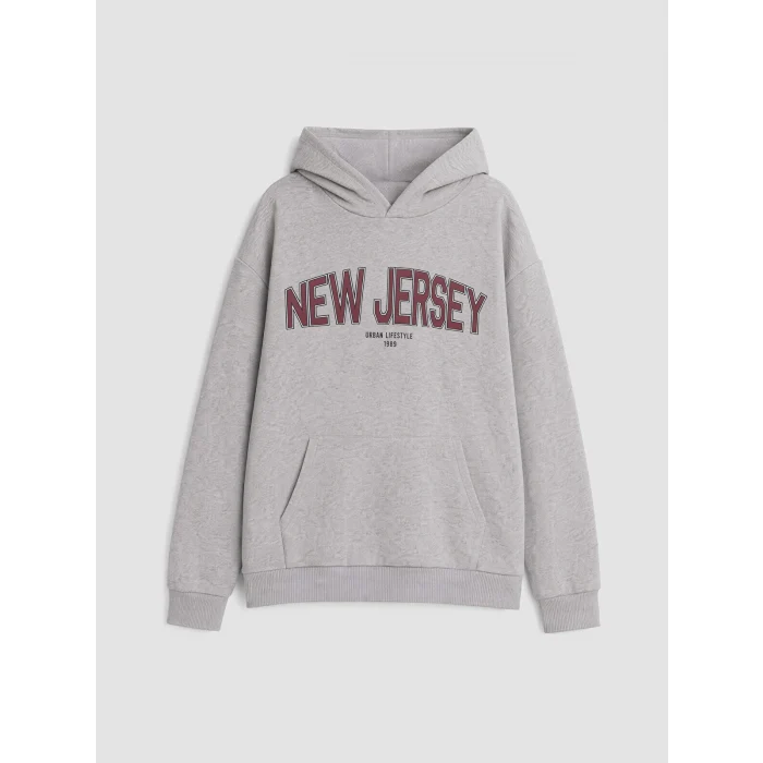 LCW Kids Gri New Jersey Baskılı Erkek Çocuk Sweatshirt