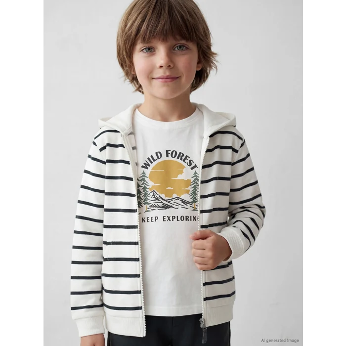 LCW Kids Antrasit Çizgili Erkek Çocuk Takım 3lü