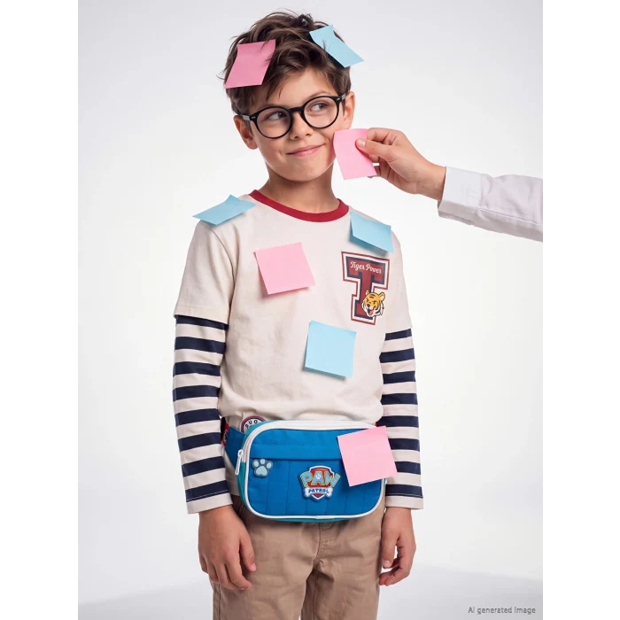 LCW Kids Bej Bisiklet Yaka Kaplan Baskılı Erkek Çocuk Tişört