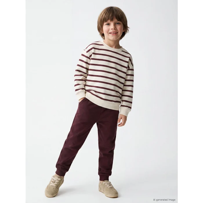LCW Kids Bordo Çizgili Erkek Çocuk Takım