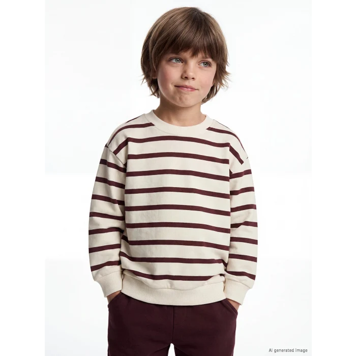LCW Kids Bordo Çizgili Erkek Çocuk Takım