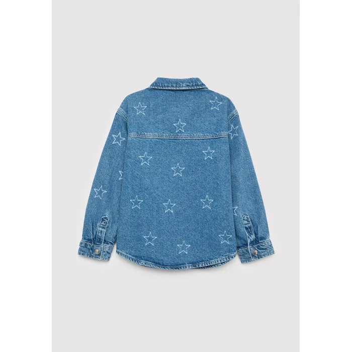 Mavi 7210002-A4163 LUYU 90lar Yıldız Baskılı Indigo Mavisi Denim Gömlek