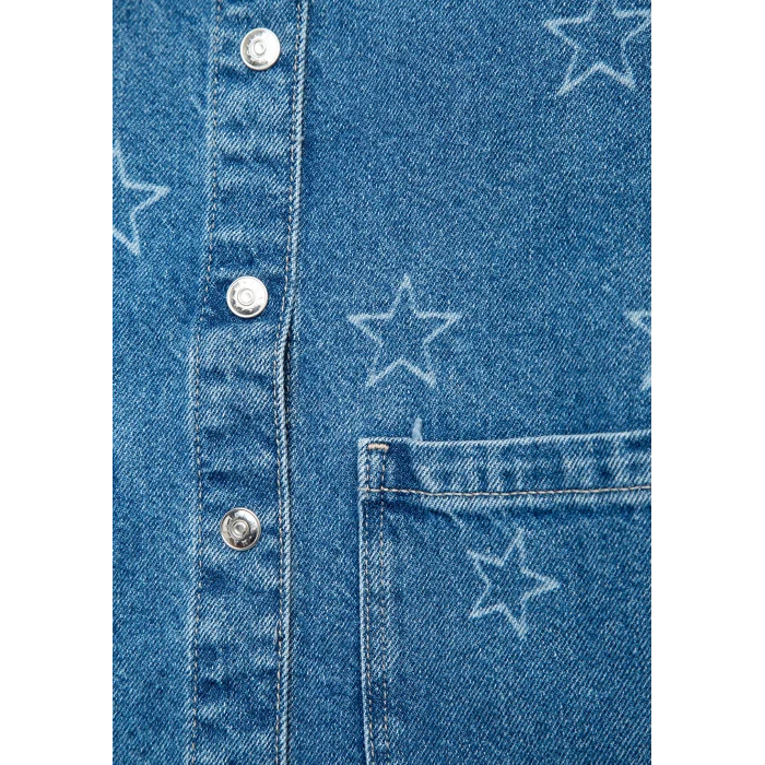 Mavi 7210002-A4163 LUYU 90lar Yıldız Baskılı Indigo Mavisi Denim Gömlek
