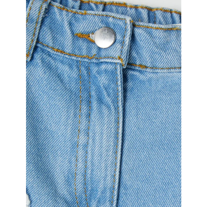 LCW Kids İndigo Straight Fit Nakışlı Kız Çocuk Jean Pantolon
