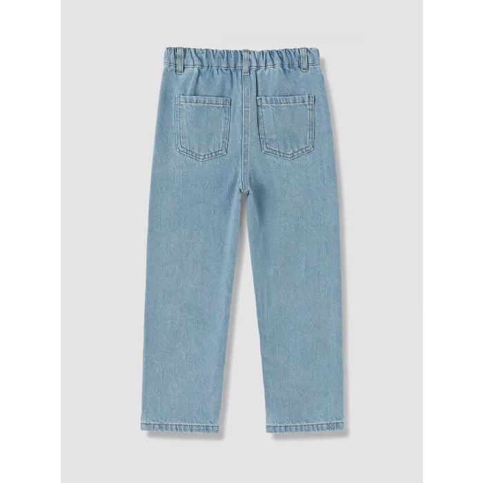 LCW Kids İndigo Straight Fit Nakışlı Kız Çocuk Jean Pantolon