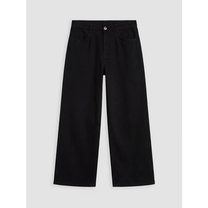 LCW Kids Siyah Wideleg Kız Çocuk Gabardin Pantolon