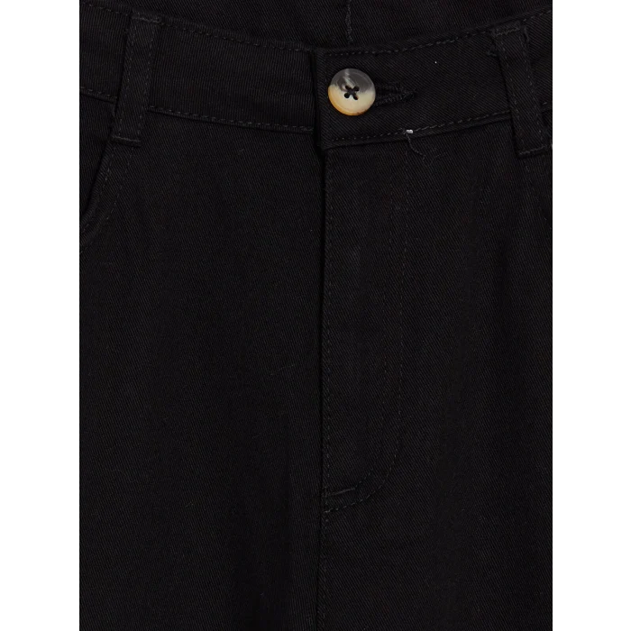 LCW Kids Siyah Wideleg Kız Çocuk Gabardin Pantolon