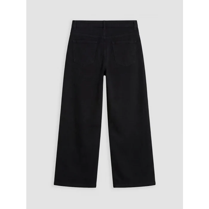 LCW Kids Siyah Wideleg Kız Çocuk Gabardin Pantolon