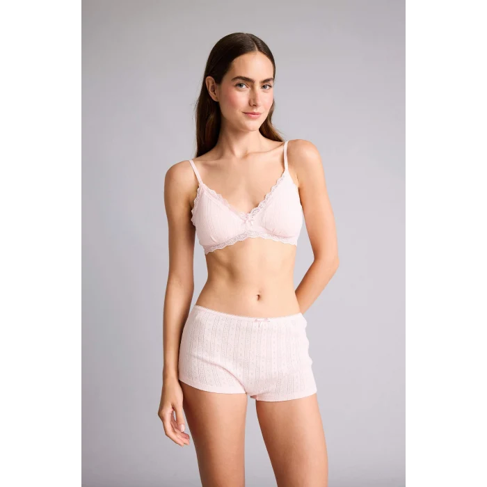 Defacto G7762AXPN648 Pembe Dantel Detaylı Çıkarılabilir Kap Çıkarılabilir Pedli Balensiz Açık Pembe Bralet