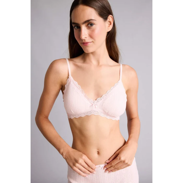 Defacto G7762AXPN648 Pembe Dantel Detaylı Çıkarılabilir Kap Çıkarılabilir Pedli Balensiz Açık Pembe Bralet
