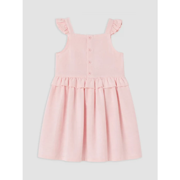 LCW Kids Pembe Kare Yaka Taşlı Kız Çocuk Elbise
