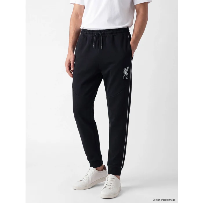 XSIDE ACTIVE Siyah Slim Fit Liverpool Baskılı Erkek Jogger Eşofman Altı