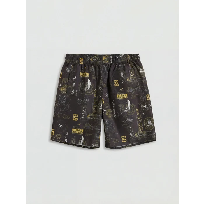 LCW SWIMWEAR Antrasit Kısa Boy Desenli Erkek Deniz Şortu