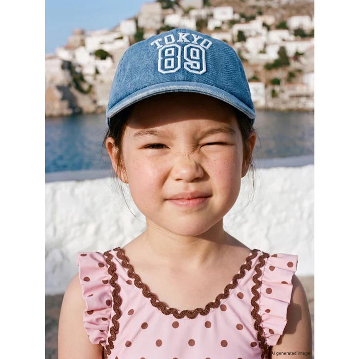 LCW ACCESSORIES Mavi Tokyo Nakışlı Kız Çocuk Kep Şapka
